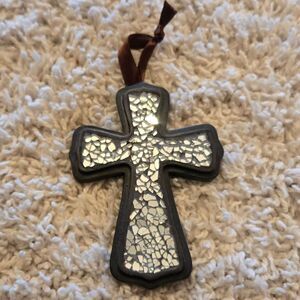 Mosaic Cross Mirrored Ornament Wall Decor